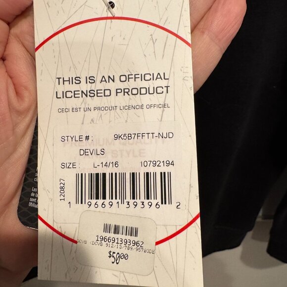 New Jersey Devils Youth Authentic Pullover Hoodie  9K5B7FFTT-NJD NEW with TAGS - Picture 6 of 6